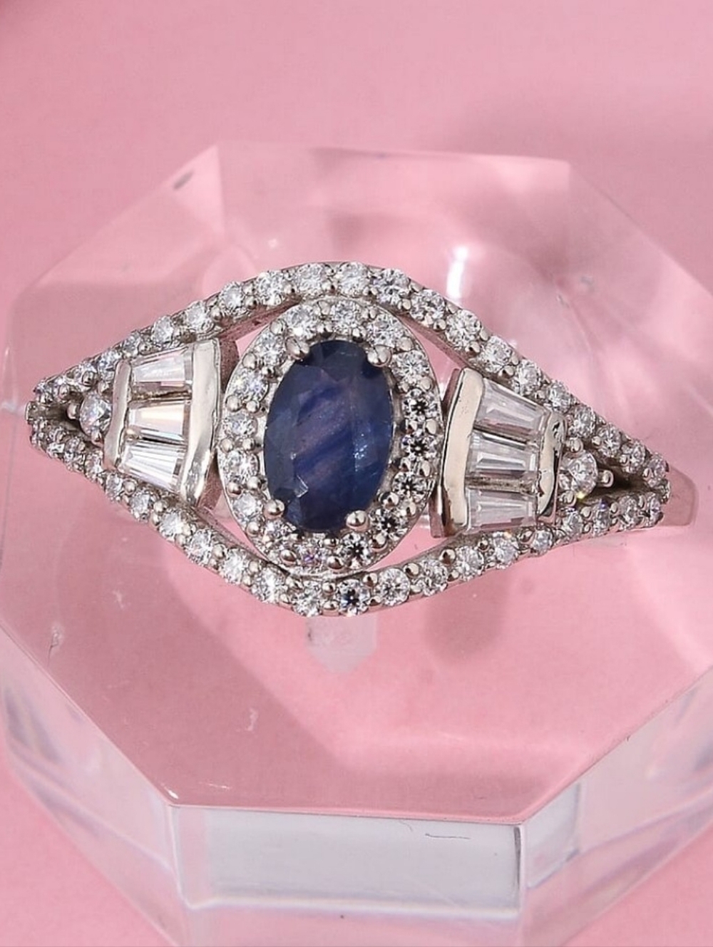 NEW Premium Kanchanaburi Blue Sapphire & Moissanite Regal Radiance Ring Size 8